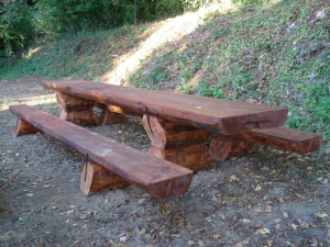 POSTAVLJANJE MIZE IN KLOPI NAD BALINIŠČEM V CERKNICI